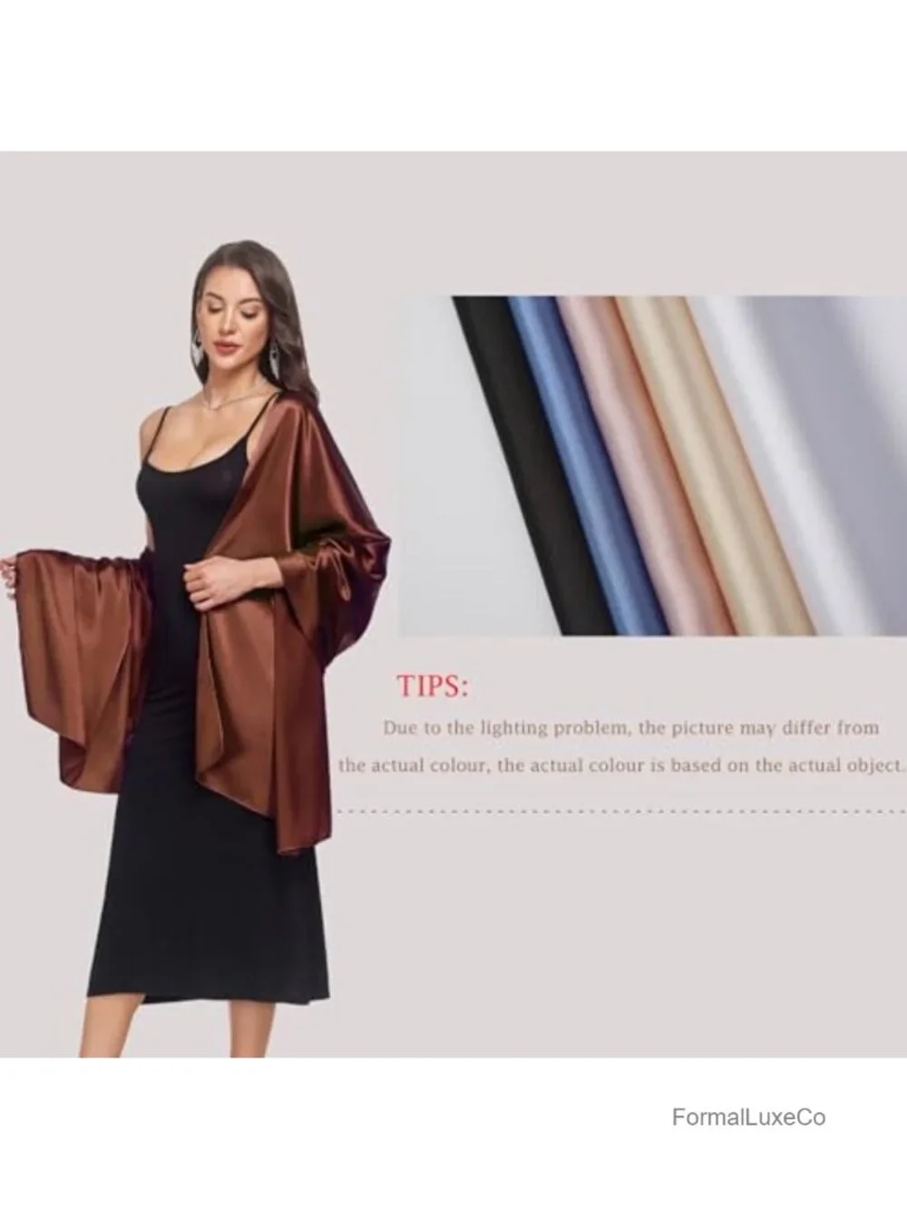 Satin Shawl Wrap for Evening Dresses, Bridal, Formal Occasion